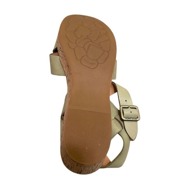 Kork-Ease Womens Myrna Wedge Sandals 8M Tan Leather Buckle Closure Cork Wrapped - Picture 7 of 7